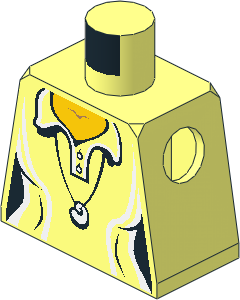 Minifig Torso with Female Shirt with Two Buttons and Shell Pendant Pattern