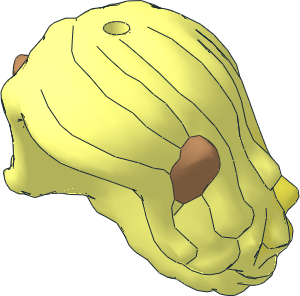 Figure Elves Hair Long Wavy with Ears with Yellow Tips and Medium Nougat Ears Pattern