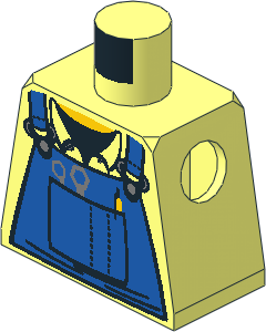 Minifig Torso with T-Shirt, Blue Dungarees and Tools Pattern