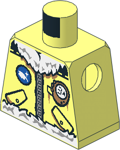 Minifig Torso with Arctic Explorer Logo, Zipper and White Fur Trim Pattern