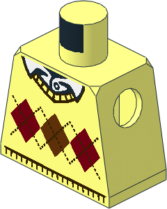 Minifig Torso with Argyle Sweater and White Shirt Collar Pattern