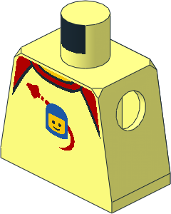 Minifig Torso with Shirt with Red Collar and Spaceship Orbiting Classic Space Helmet Pattern