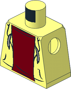 Minifig Torso with Hooded Sweatshirt Open with Drawstrings over Dark Red Top Pattern