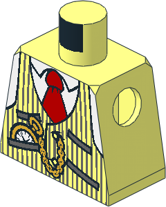 Minifig Torso with Pinstripe Vest, Red Tie and Pocket Watch Pattern