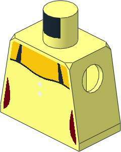 Minifig Torso with Female Top with  2 White Buttons and Black Straps Pattern