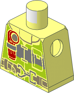 Minifig Torso with Firefighter Vest with Reflective Stripes, Utility Belt and Red Flashlight Pattern