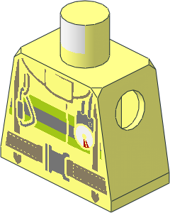 Minifig Torso with Firefighter Vest with Reflective Stripes and Utility Belt Pattern