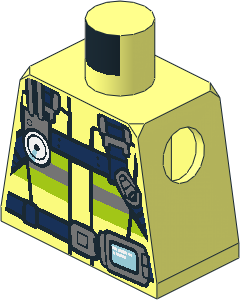 Minifig Torso with Firefighter Vest with Reflective Stripes with Heavy Duty Utility Belt Pattern