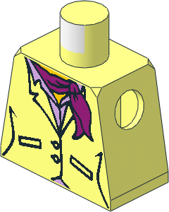 Minifig Torso with Female Suit Jacket, Pink Shirt and Magenta Scarf Pattern