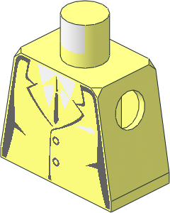 Minifig Torso with Dark Bluish Grey Suit Lines and Tie Pattern