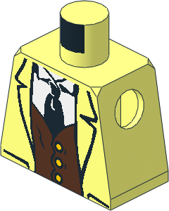 Minifig Torso with White Suit, Brown Vest and Tie Pattern