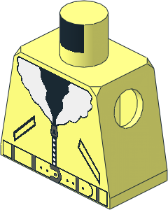 Minifig Torso with Bomber Jacket, Belt, Black Shirt Pattern