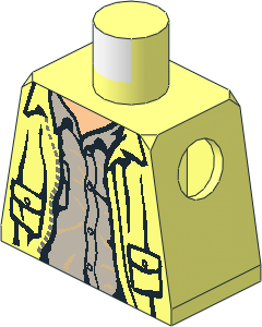 Minifig Torso with Leather Jacket and Light Grey Shirt Pattern