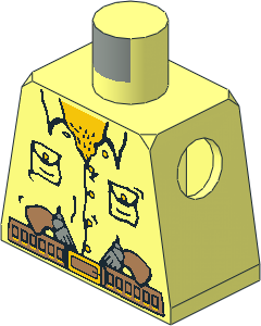 Minifig Torso with Rumpled Shirt, 2 Revolvers in Belt Pattern