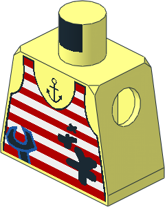 Minifig Torso with Tank Top, Stains, Wrench, and Tattoo Pattern