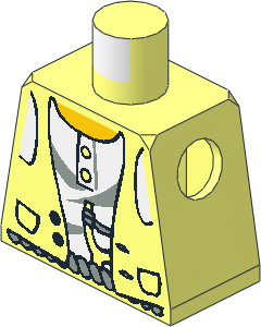 Minifig Torso with Vest, Slingshot in Belt Pattern