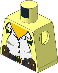 Minifig Torso with Female White Shirt, Open Jacket Pattern