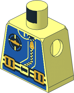 Minifig Torso with Aquanaut Sub Logo, Zipper, and Weight Belt Pattern