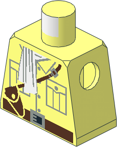 Minifig Torso with White Scarf and Brown Belt Pattern