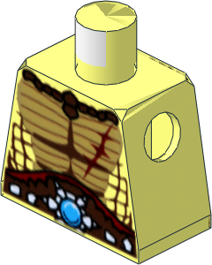 Minifig Torso with Crocodile Skin with Dark Red Scar and Blue Round Jewel (Chi) Belt Pattern