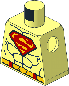 Minifig Torso with Superman Logo and Dark Blue Muscles Pattern