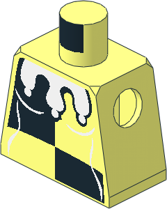 Minifig Torso Female with Harlequin Black/White Pattern