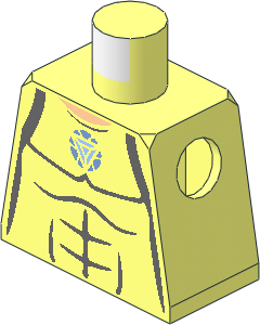 Minifig Torso with Grey Muscles and Arc Reactor Pattern