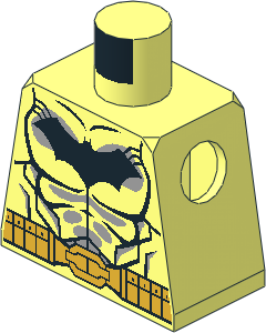 Minifig Torso with Muscles, Light Bluish Grey Shadow and Gold Belt Pattern