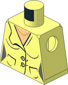 Minifig Torso with Female Jacket with 2 Pockets, Buttons, Gold Necklace Pattern