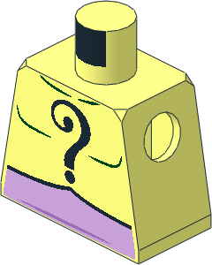 Minifig Torso Riddler Black Question Mark on Chest and Back and Lavender Belt Pattern