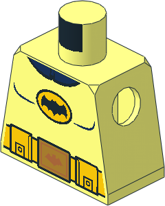 Minifig Torso Batman Logo in Yellow Oval with Yellow Utility Belt and Gold Buckle Pattern