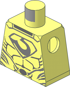 Minifig Torso with Silver Zod Emblem and Oval Belt Buckle and Muscles Outline Pattern