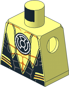 Minifig Torso with White Fear Lantern Logo and Muscles Outline Pattern