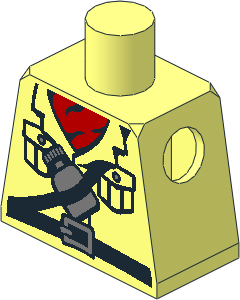 Minifig Torso with Safari Shirt with Red Scarf, Belt and Water Bottle Pattern