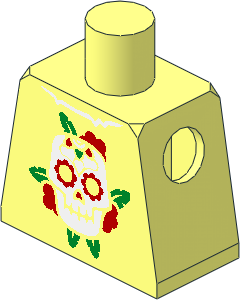 Minifig Torso with Skull and Red Roses Pattern