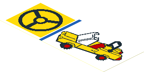 Sticker  2.3 x  5.9 with Steering Wheel and Yellow Car