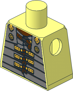 Minifig Torso with Metallic Silver Roman Segmented Body Armour Pattern