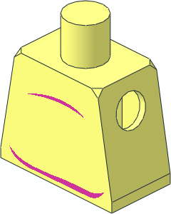 Minifig Torso with Dark Pink Stomach Lines and Tail on Back Pattern
