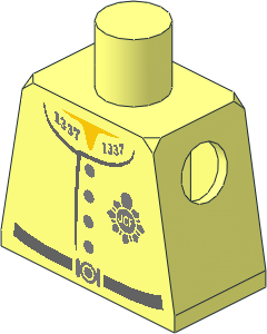 Minifig Torso with Police Jacket, Silver Badge, 4 Buttons and Belt Pattern