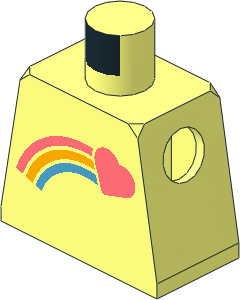 Minifig Torso with Coral Shooting Heart and Rainbow Pattern
