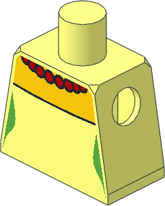 Minifig Torso with Dress and Red Beads Necklace Pattern