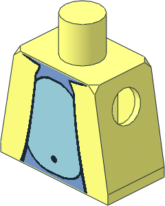 Minifig Torso with Jacket over Medium Blue Skin and Light Blue Waist Pattern