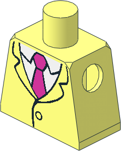 Minifig Torso with Jacket, White Shirt and Dark Pink Tie Pattern