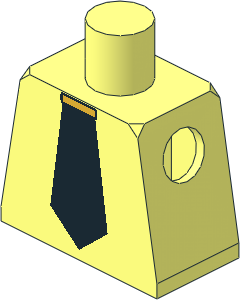 Minifig Torso with Gold Tie Pin and Black Tie Pattern