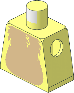 Minifig Torso with Tan Chest and Black and White Tail to the Left Pattern