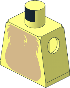 Minifig Torso with Tan Chest and Black and White Tail to the Right Pattern