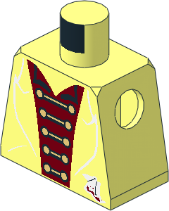 Minifig Torso with Black Suit, Red Shirt, Gold Clasps Pattern