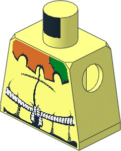 Minifig Torso with White Rope & Patched Collar Pattern