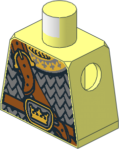 Minifig Torso with Scale Armour, Crown on Buckle and Chest Strap Pattern