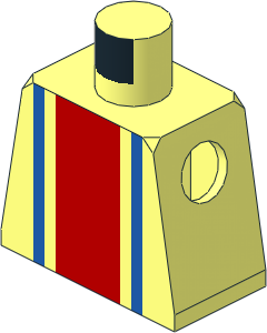 Minifig Torso with Soccer Team Red/Blue Stripes and Red # 7 Pattern